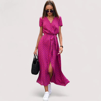 Elegantes Sommerkleid Damen | Blumen-Print & Wickelschnitt