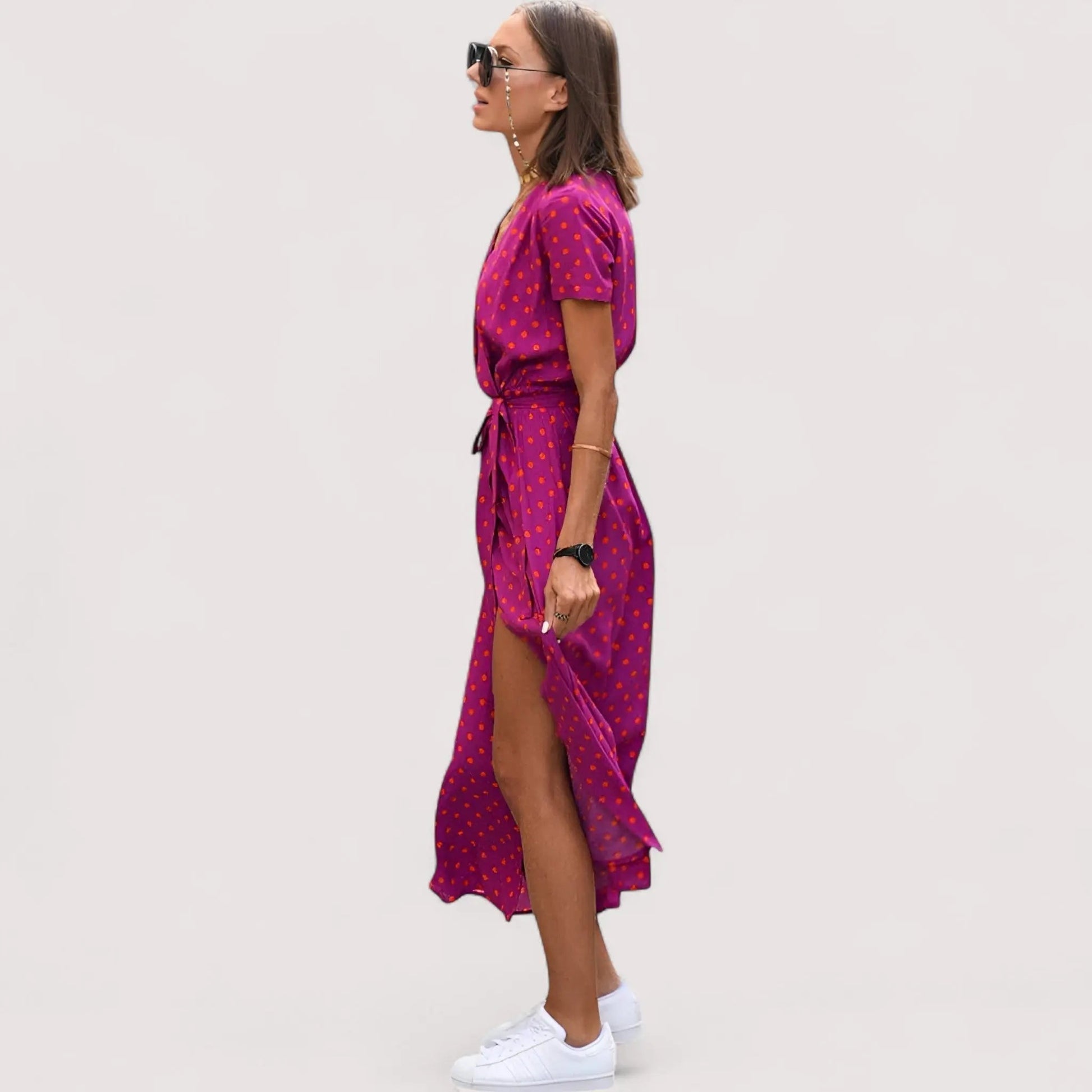 Elegantes Sommerkleid Damen | Blumen-Print & Wickelschnitt