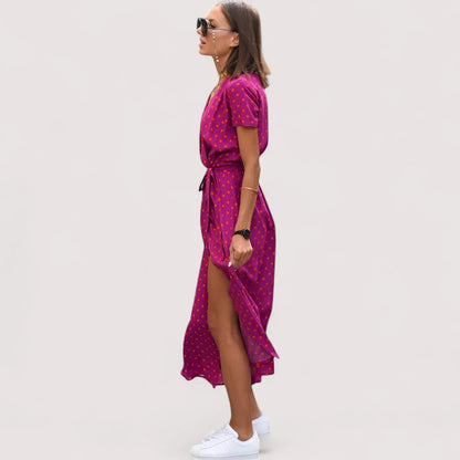 Elegantes Sommerkleid Damen | Blumen-Print & Wickelschnitt