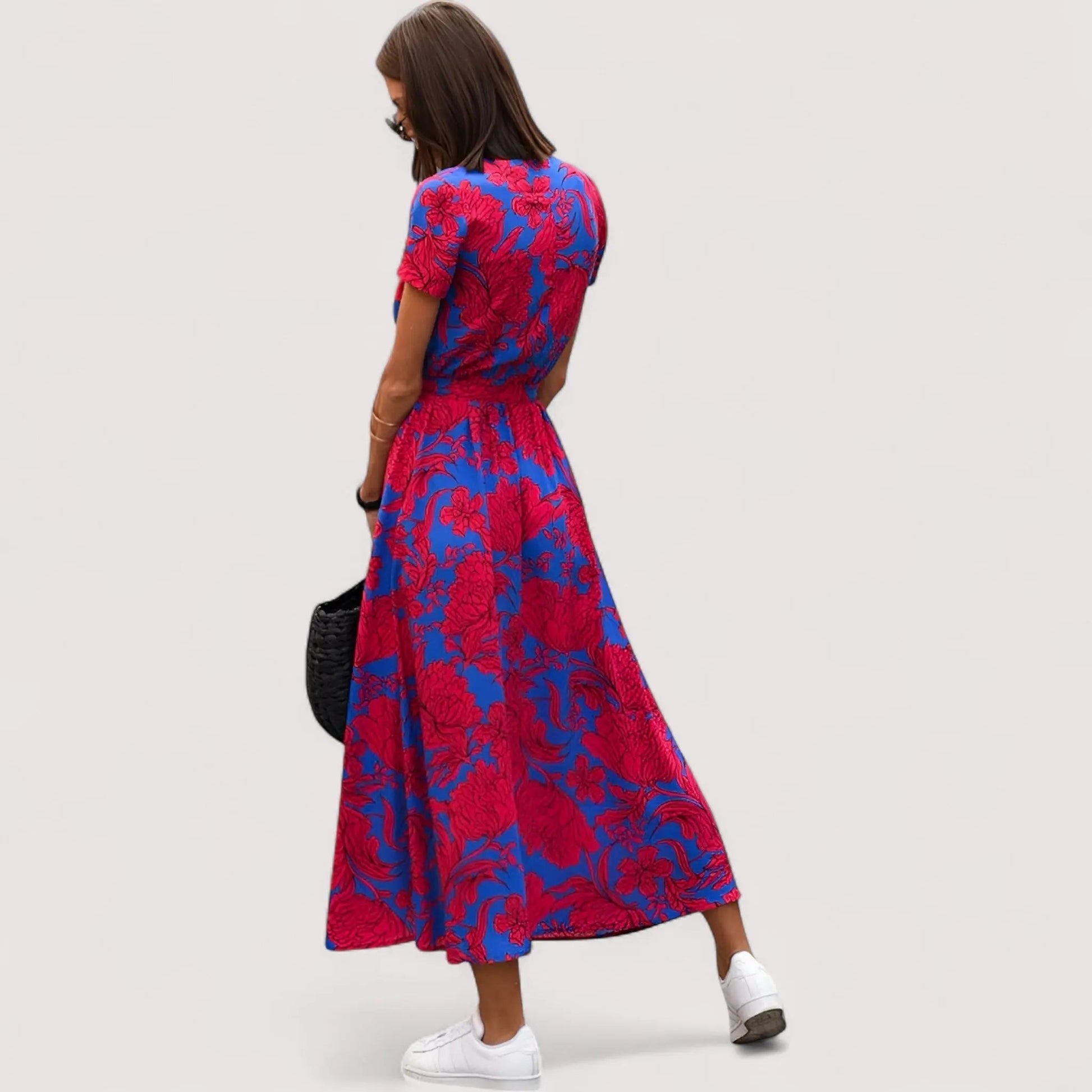 Elegantes Sommerkleid Damen | Blumen-Print & Wickelschnitt