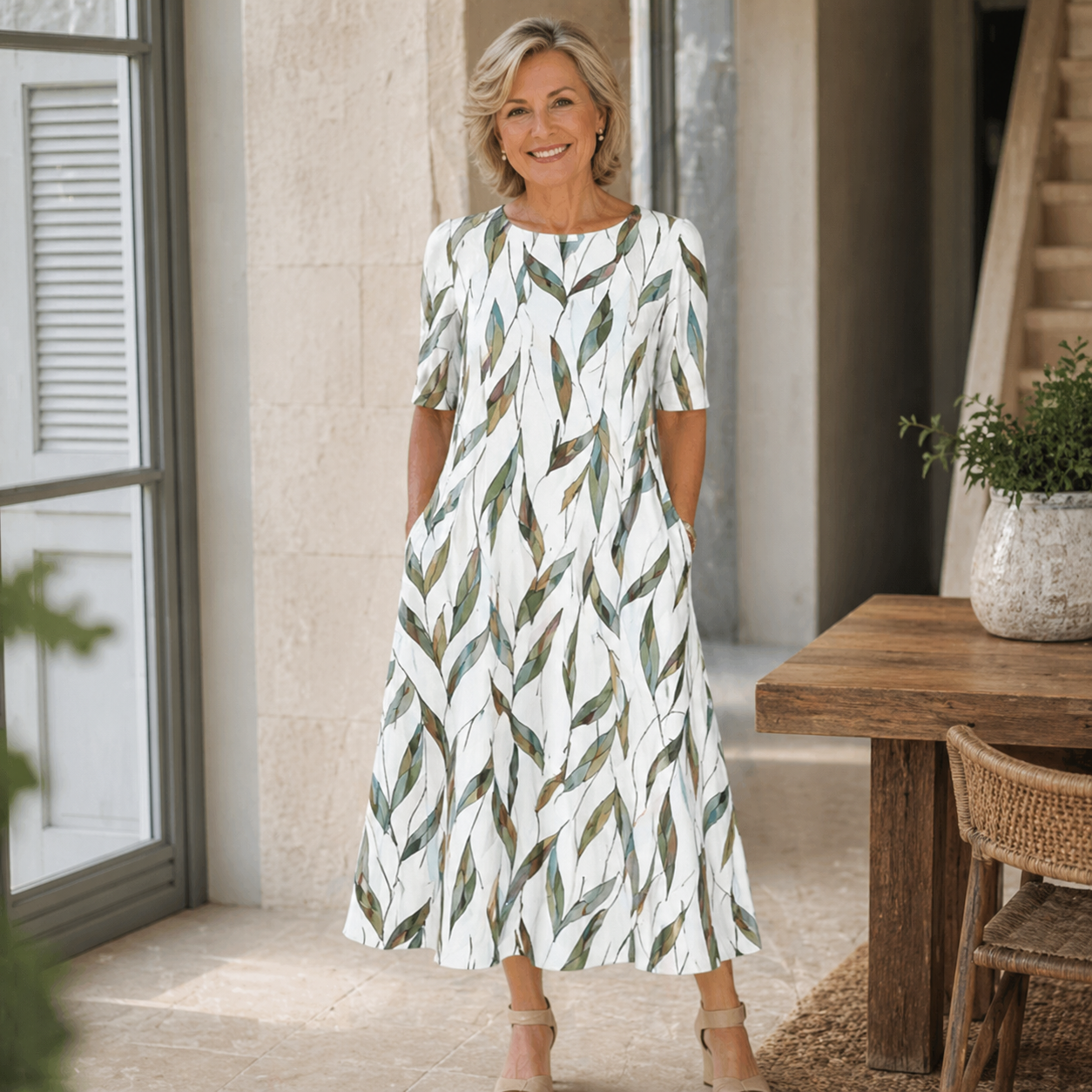 Sarah | Lässiges Blumen-Midi-Kleid 1
