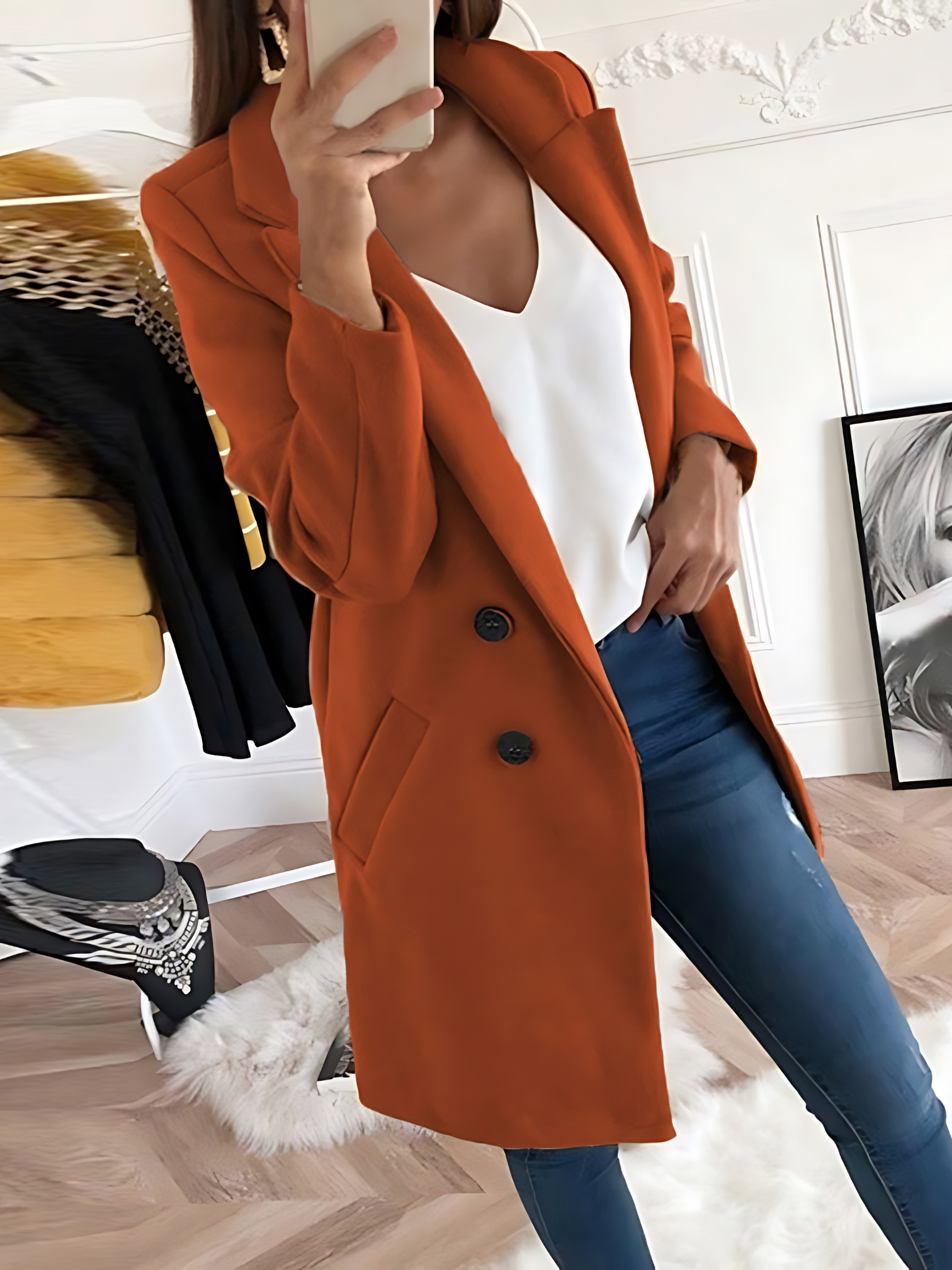 Schicker Designmantel für Damen, Langarm | Winter