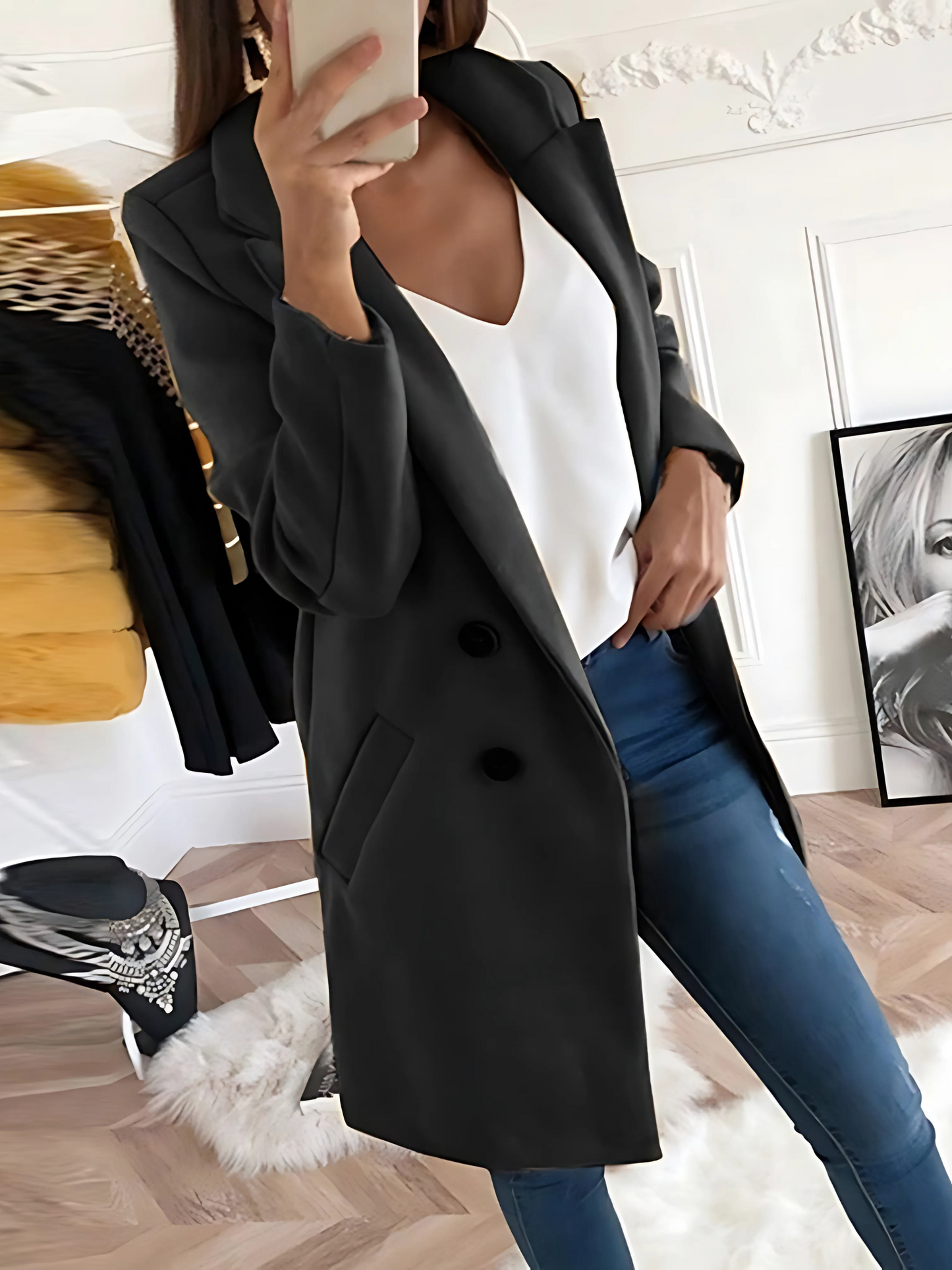 Schicker Designmantel für Damen, Langarm | Winter
