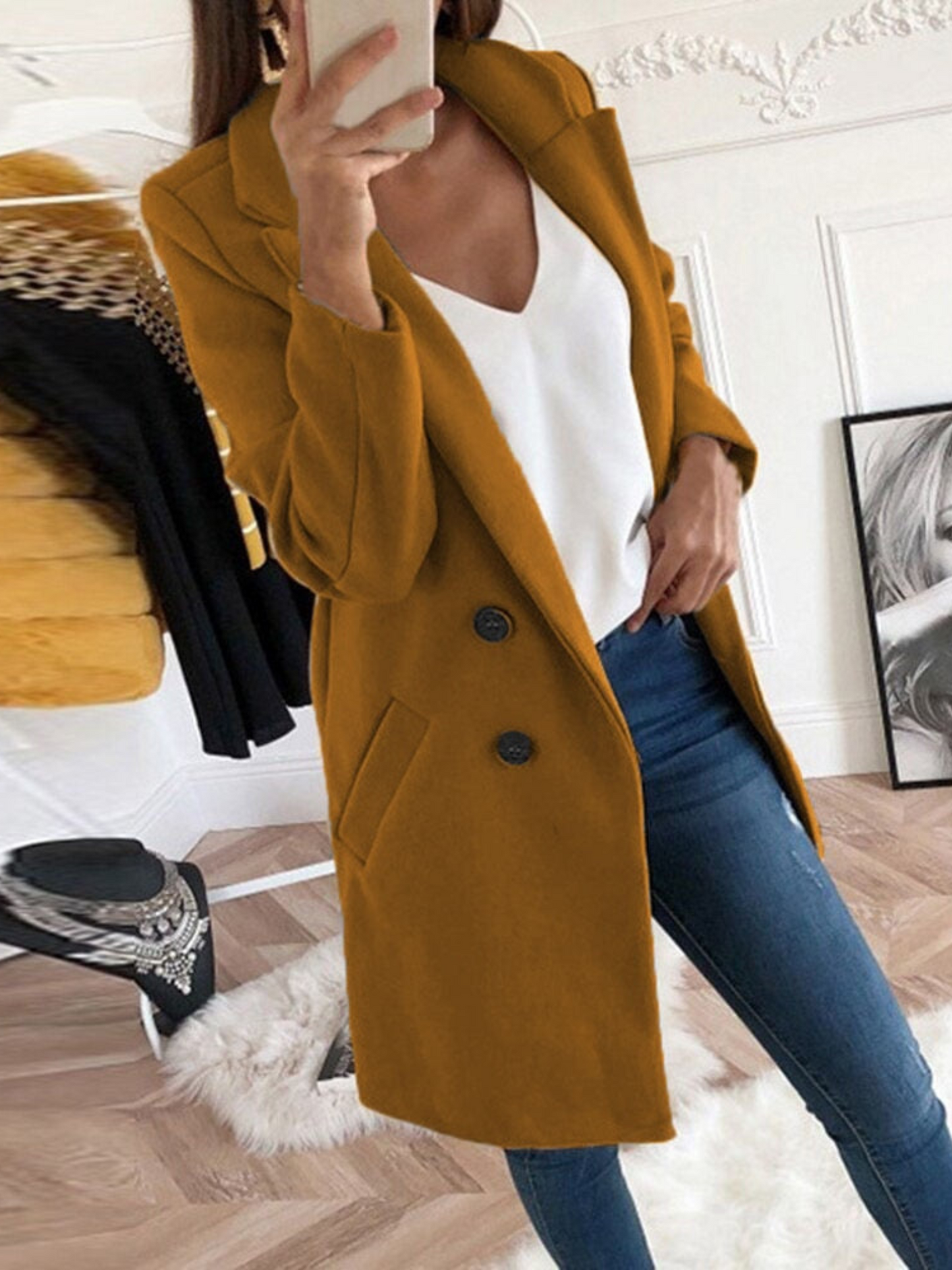 Schicker Designmantel für Damen, Langarm | Winter