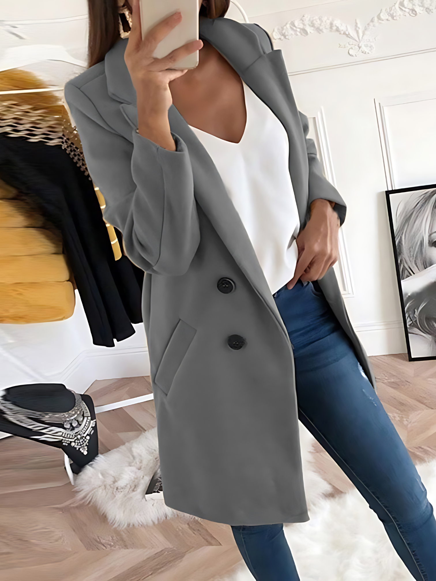 Schicker Designmantel für Damen, Langarm | Winter