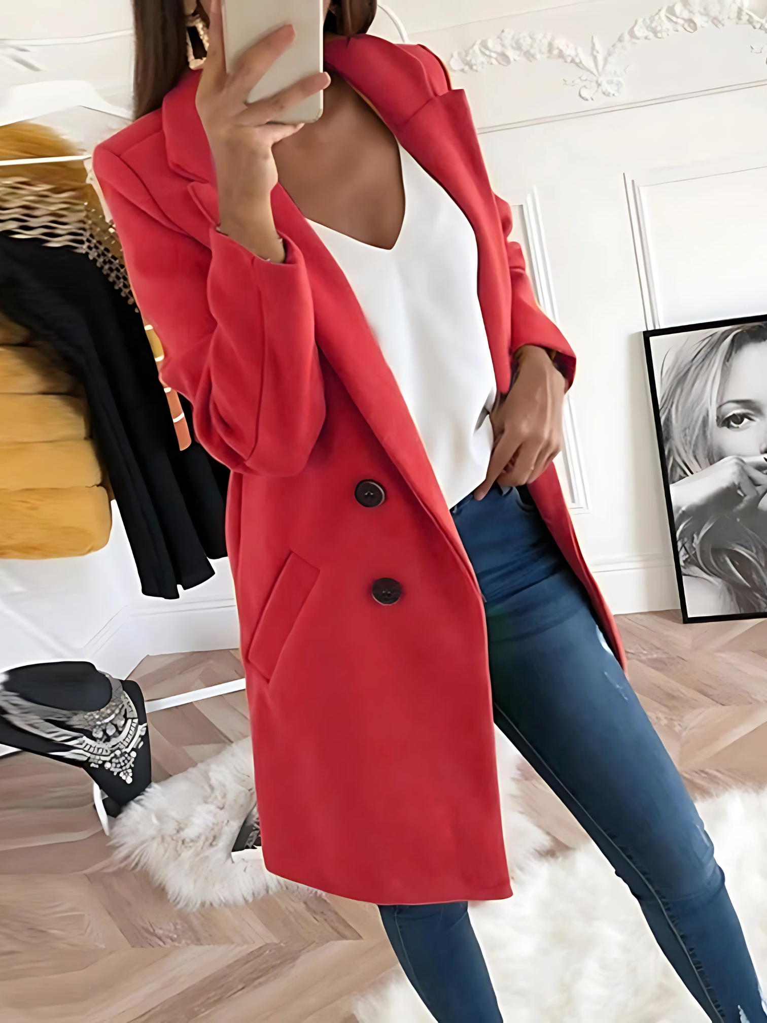 Schicker Designmantel für Damen, Langarm | Winter