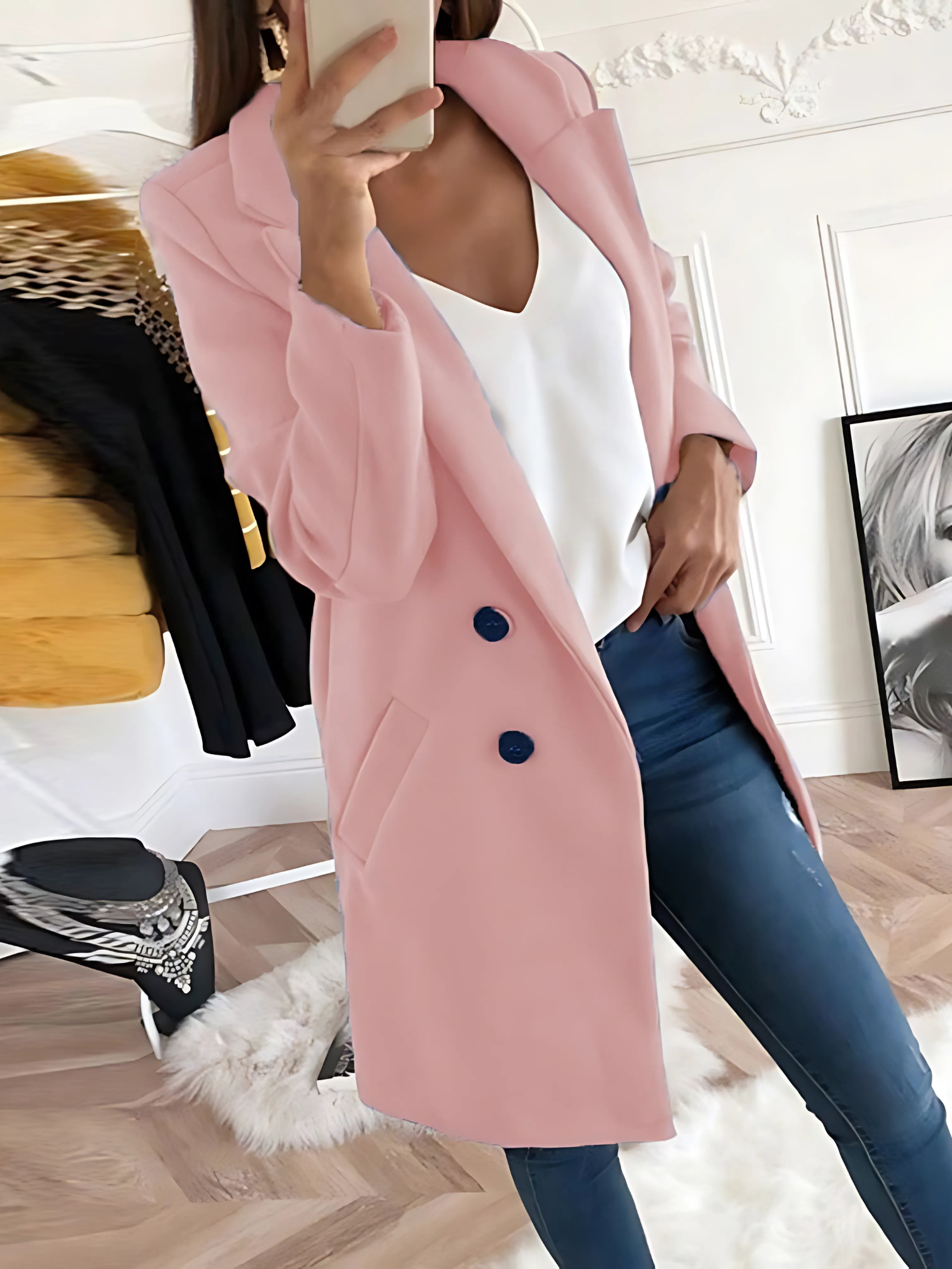 Schicker Designmantel für Damen, Langarm | Winter