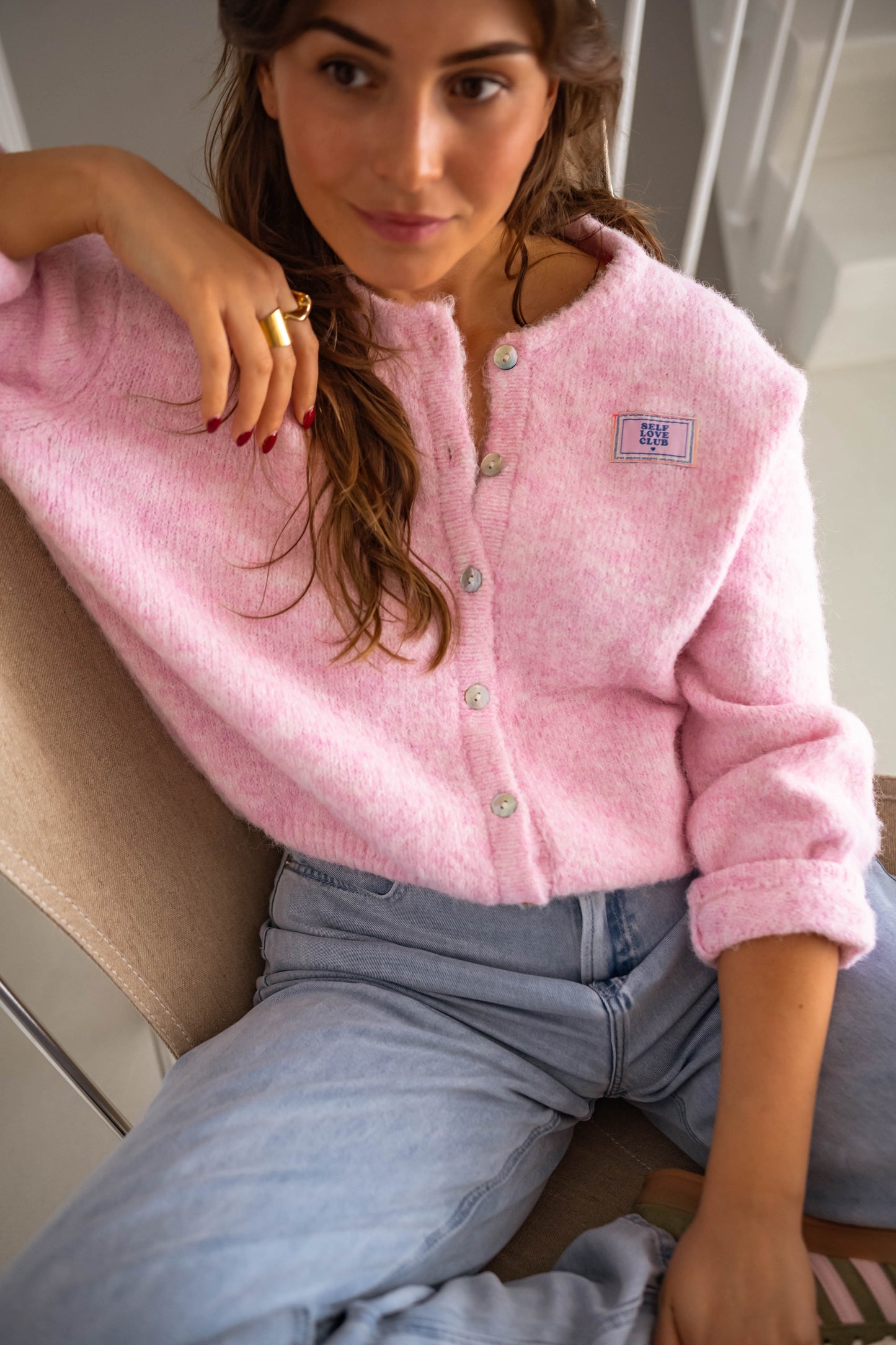 Schicker rosa gesteppter Cardigan für Lagen-Looks 6