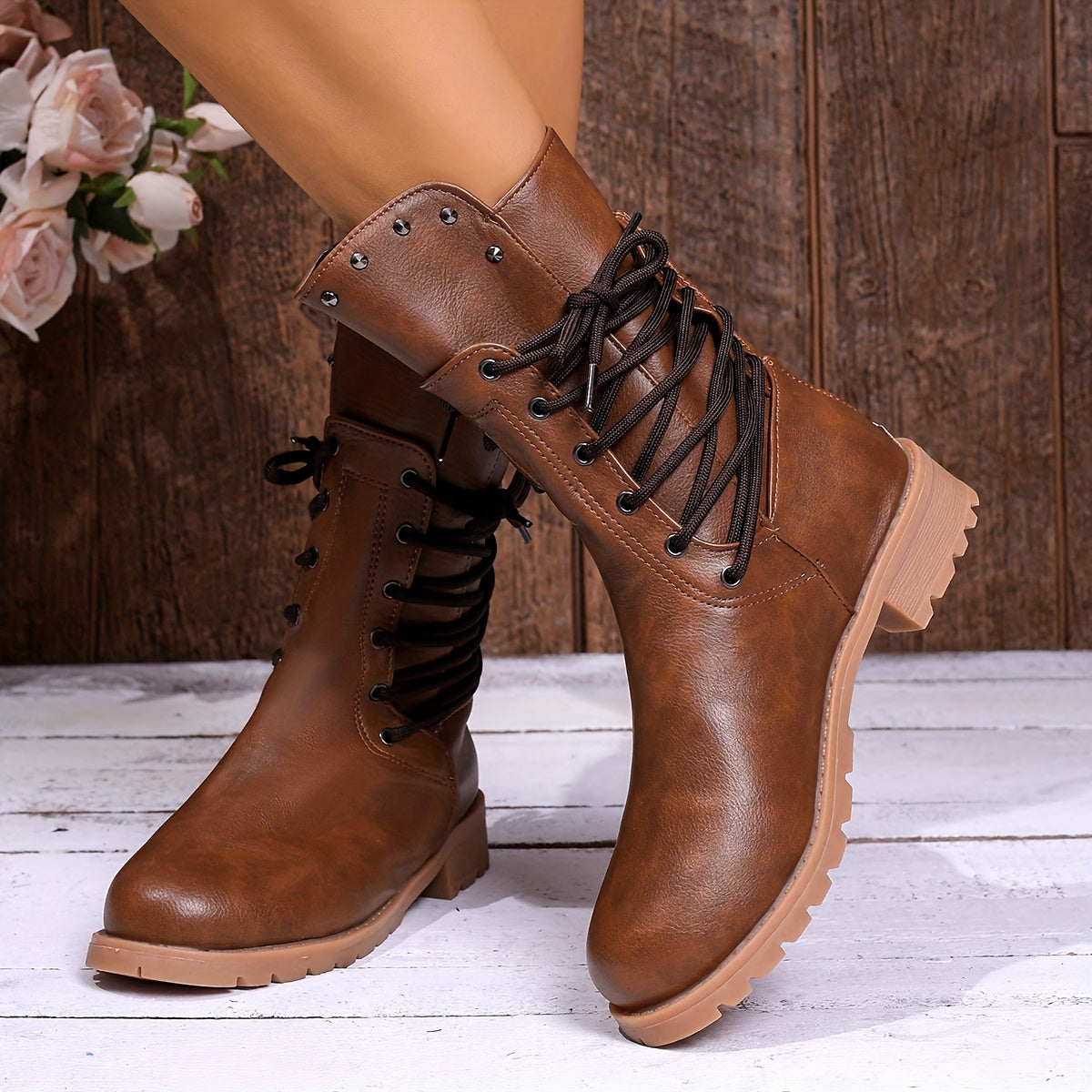 Schnürstiefel Damen | Blockabsatz & Vollschnürung