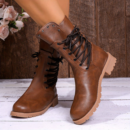 Schnürstiefel Damen | Blockabsatz & Vollschnürung