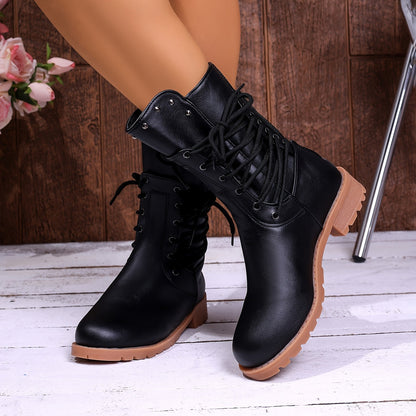 Schnürstiefel Damen | Blockabsatz & Vollschnürung