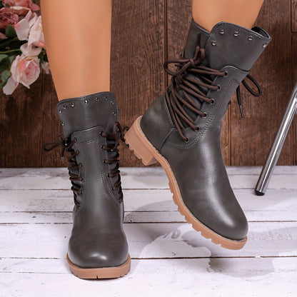 Schnürstiefel Damen | Blockabsatz & Vollschnürung