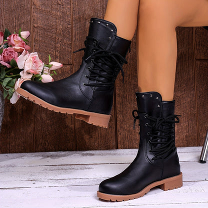 Schnürstiefel Damen | Blockabsatz & Vollschnürung