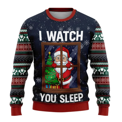 Herren Weihnachtspullover Schneemann Print Strickpullover Rundhals 7