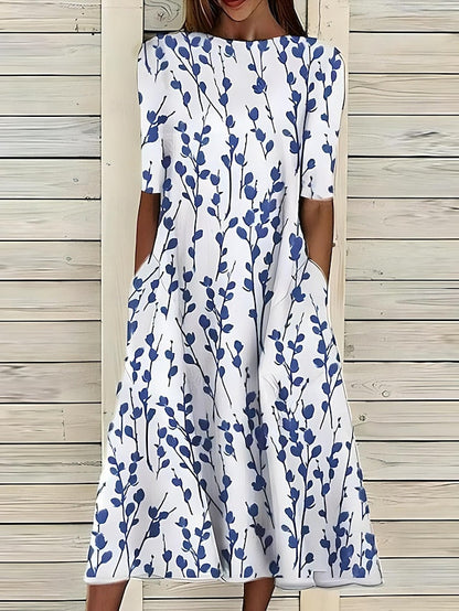 Midikleid Damen | Blumenprint & Lässig Elegant