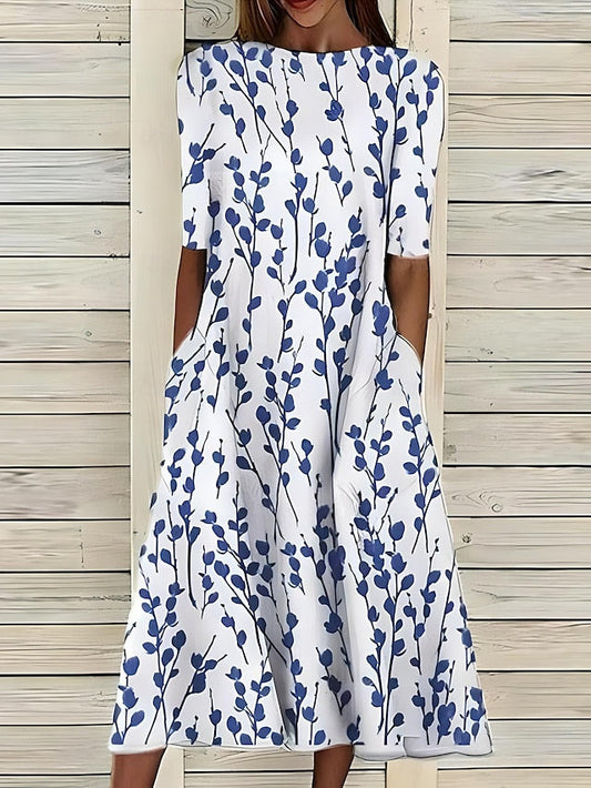 Midikleid Damen | Blumenprint & Lässig Elegant