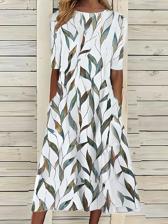 Midikleid Damen | Blumenprint & Lässig Elegant