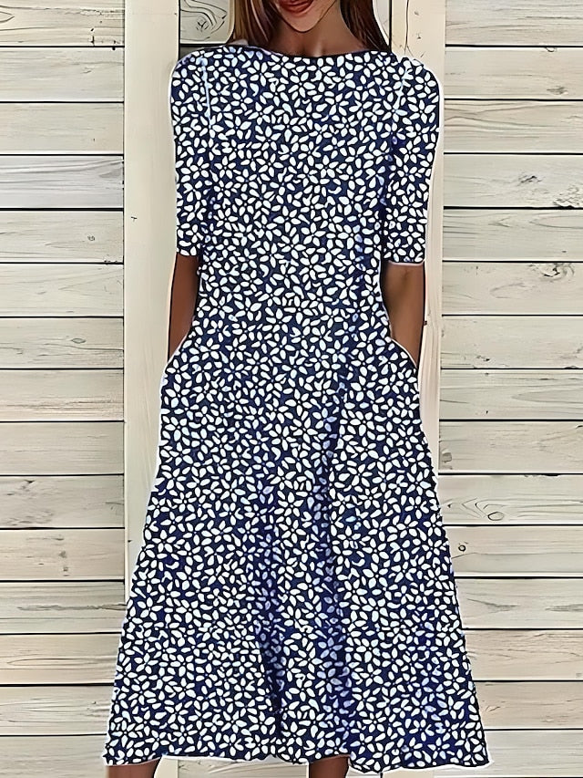 Midikleid Damen | Blumenprint & Lässig Elegant