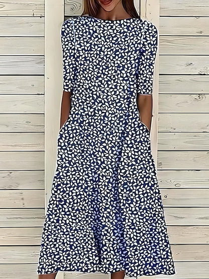 Midikleid Damen | Blumenprint & Lässig Elegant