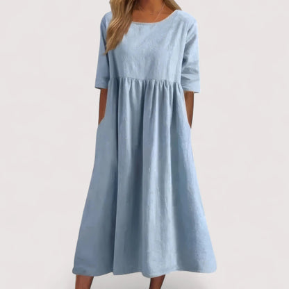 Midi Kleid Damen | Lockerer Schnitt & Seitentaschen