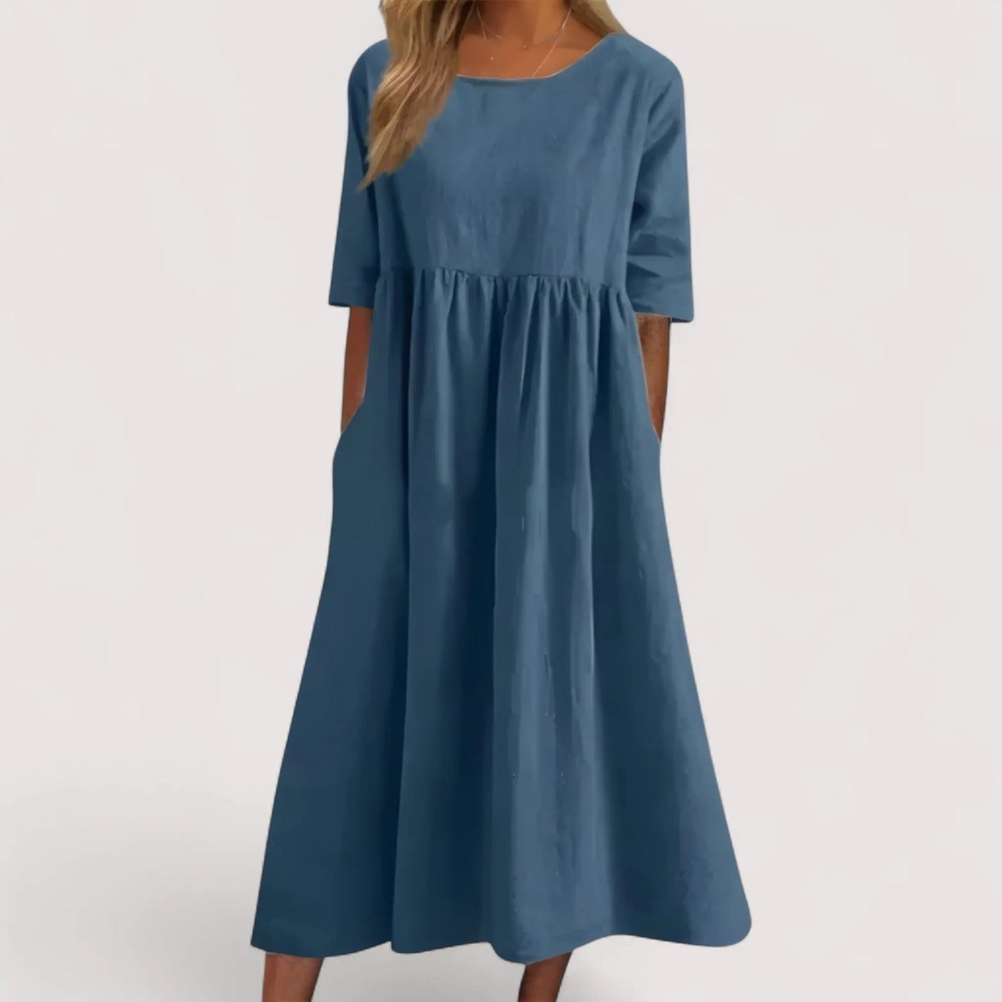 Midi Kleid Damen | Lockerer Schnitt & Seitentaschen