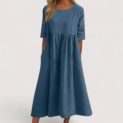 Midi Kleid Damen | Lockerer Schnitt & Seitentaschen