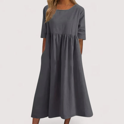 Midi Kleid Damen | Lockerer Schnitt & Seitentaschen