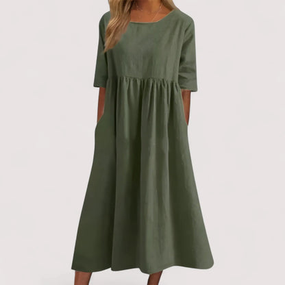 Midi Kleid Damen | Lockerer Schnitt & Seitentaschen