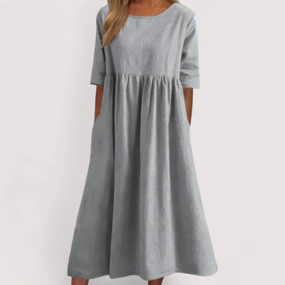 Midi Kleid Damen | Lockerer Schnitt & Seitentaschen