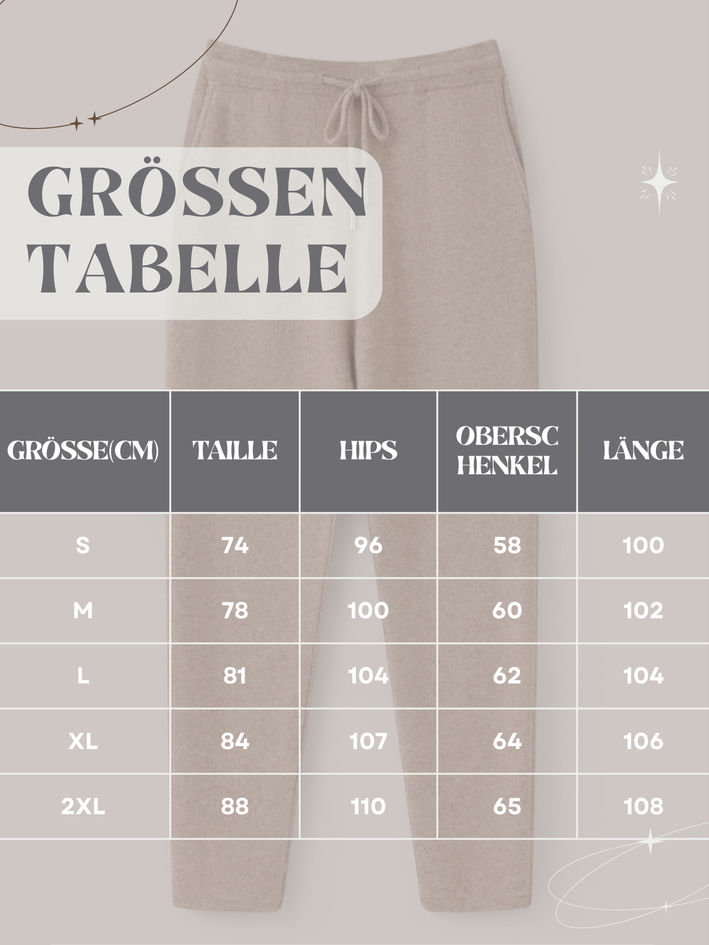 Herrenhose, hochgeschnitten, schmal zulaufend, Strick | Volle Länge