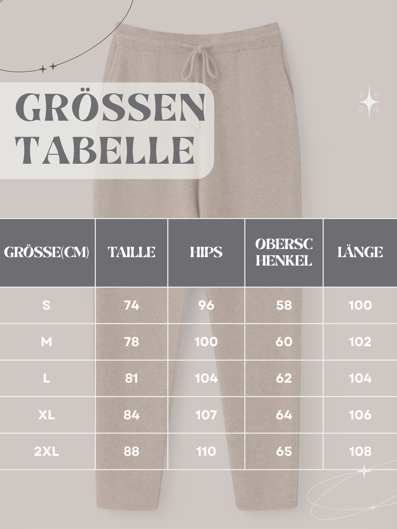 Herrenhose, hochgeschnitten, schmal zulaufend, Strick | Volle Länge