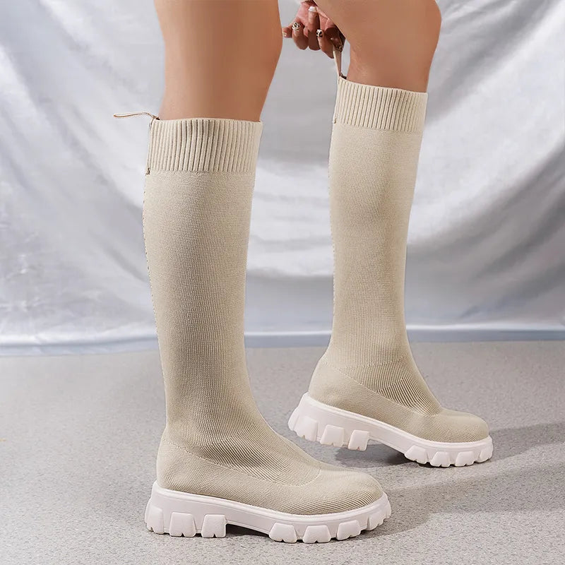 Socken Stiefel Damen | Stretch-Schaft & Plateausohle