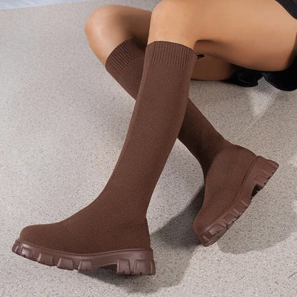 Socken Stiefel Damen | Stretch-Schaft & Plateausohle