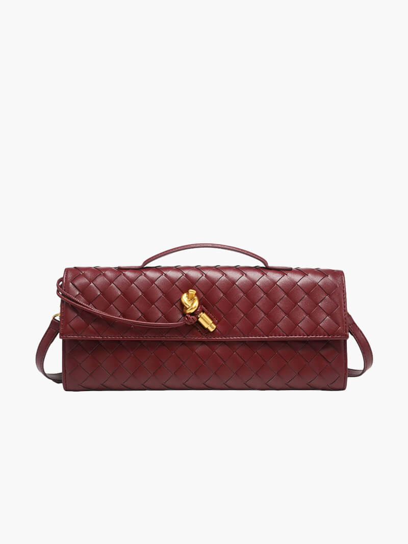 Handtasche Damen | Gewebtes Design mit Goldverschluss 18