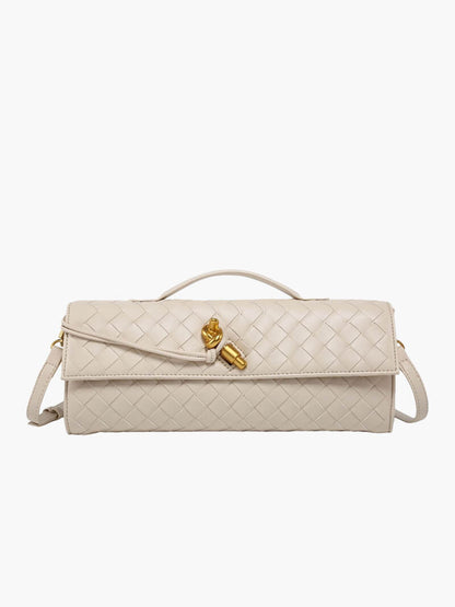 Handtasche Damen | Gewebtes Design mit Goldverschluss 20