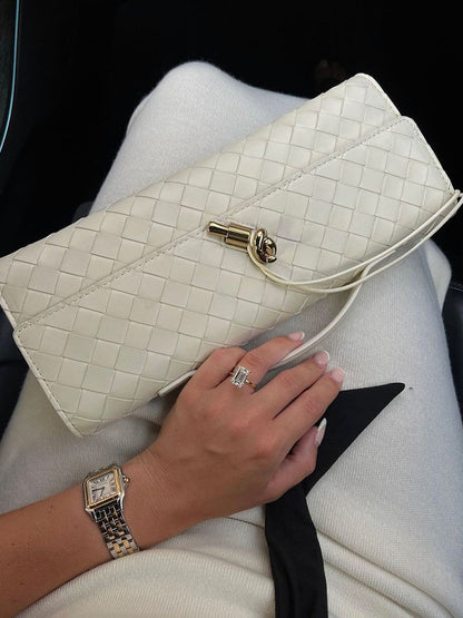 Handtasche Damen | Gewebtes Design mit Goldverschluss 8