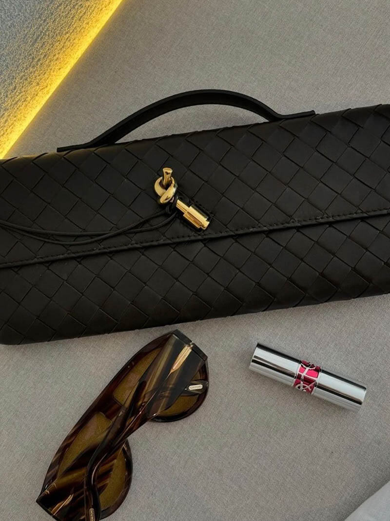 Handtasche Damen | Gewebtes Design mit Goldverschluss 13