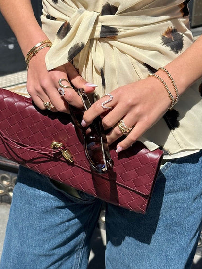 Handtasche Damen | Gewebtes Design mit Goldverschluss 11