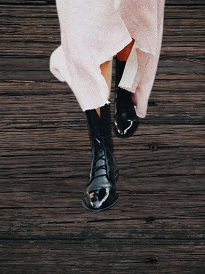 Sofia | Elegante Absatzstiefel im Vintage-Look aus hochwertigem PU-Leder mit Einlegesohle und Schnürung