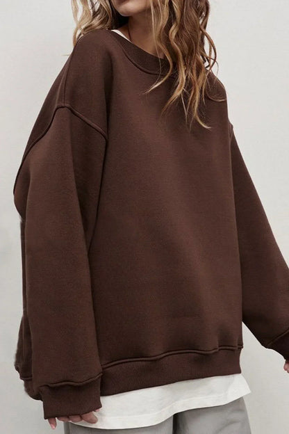 Damen Oversize Pullover Rundhals Strickpullover Gerippt 8
