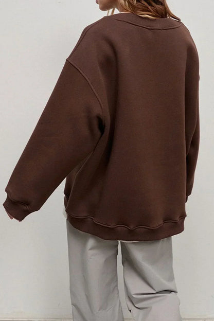 Damen Oversize Pullover Rundhals Strickpullover Gerippt 9