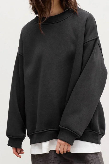 Damen Oversize Pullover Rundhals Strickpullover Gerippt 6