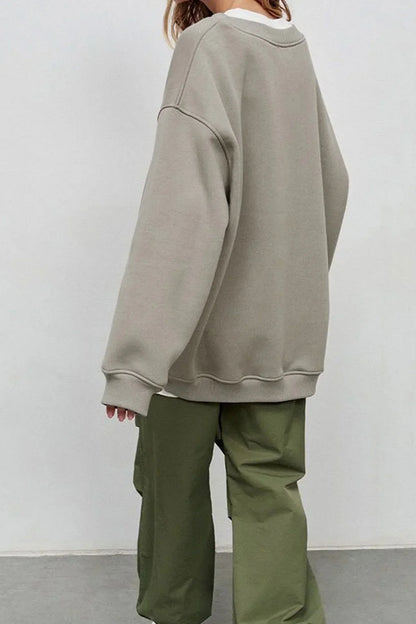 Damen Oversize Pullover Rundhals Strickpullover Gerippt 11