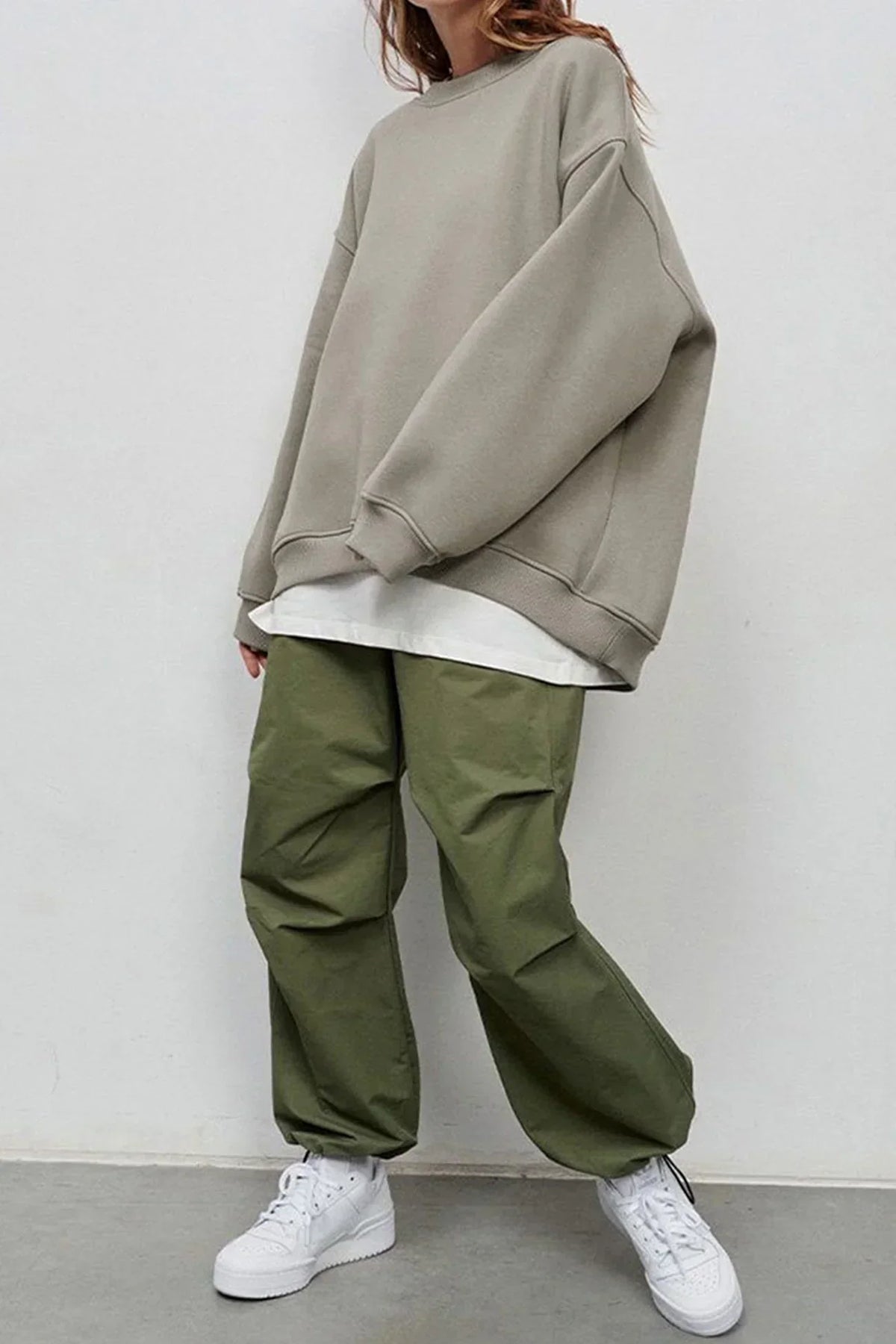 Damen Oversize Pullover Rundhals Strickpullover Gerippt 14