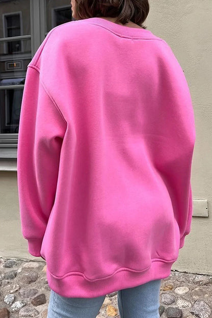 Damen Oversize Pullover Rundhals Strickpullover Gerippt 10