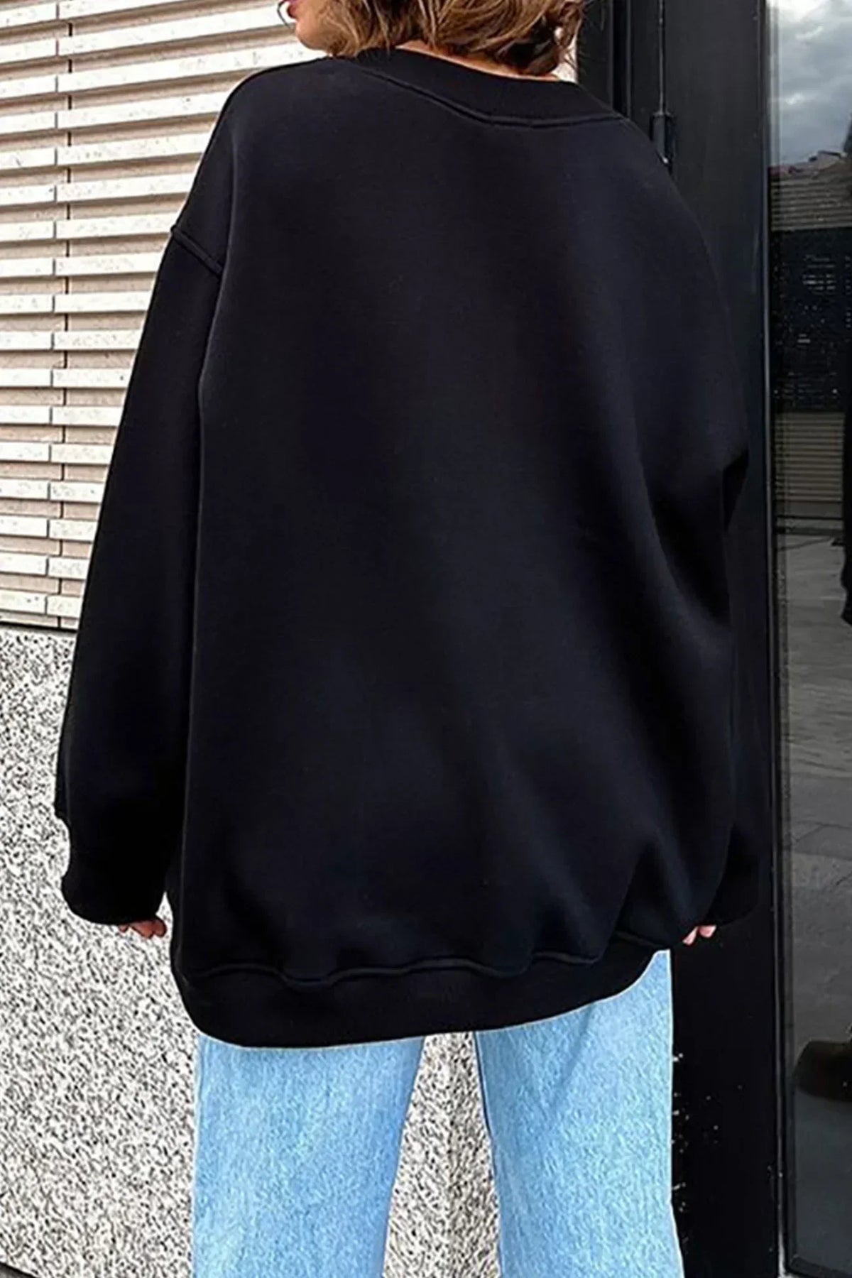 Damen Oversize Pullover Rundhals Strickpullover Gerippt 16
