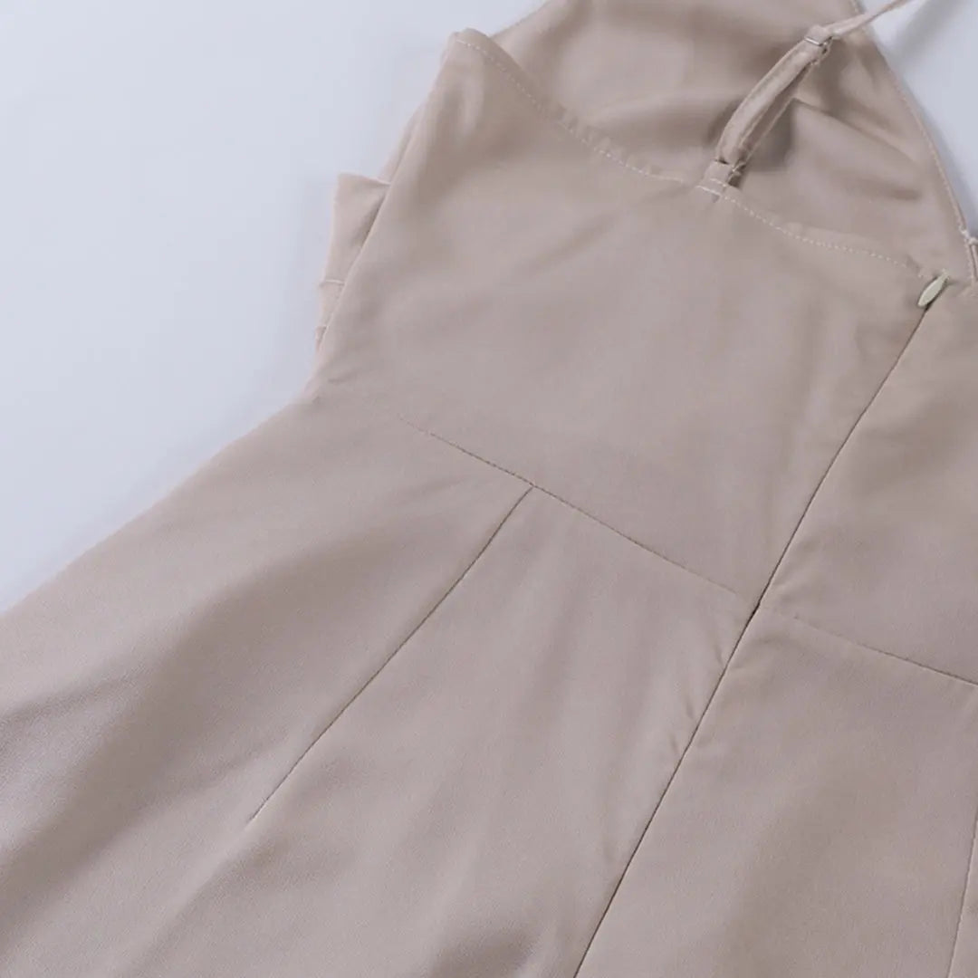 Sommerkleid Damen Satin-Look | Träger & Beinschlitz