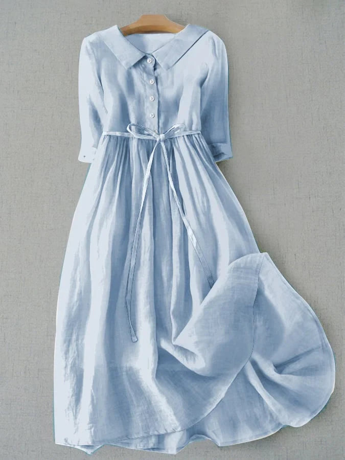 Sommerkleid Damen | Vintage-Stil mit Bindeband & Peter-Pan-Kragen