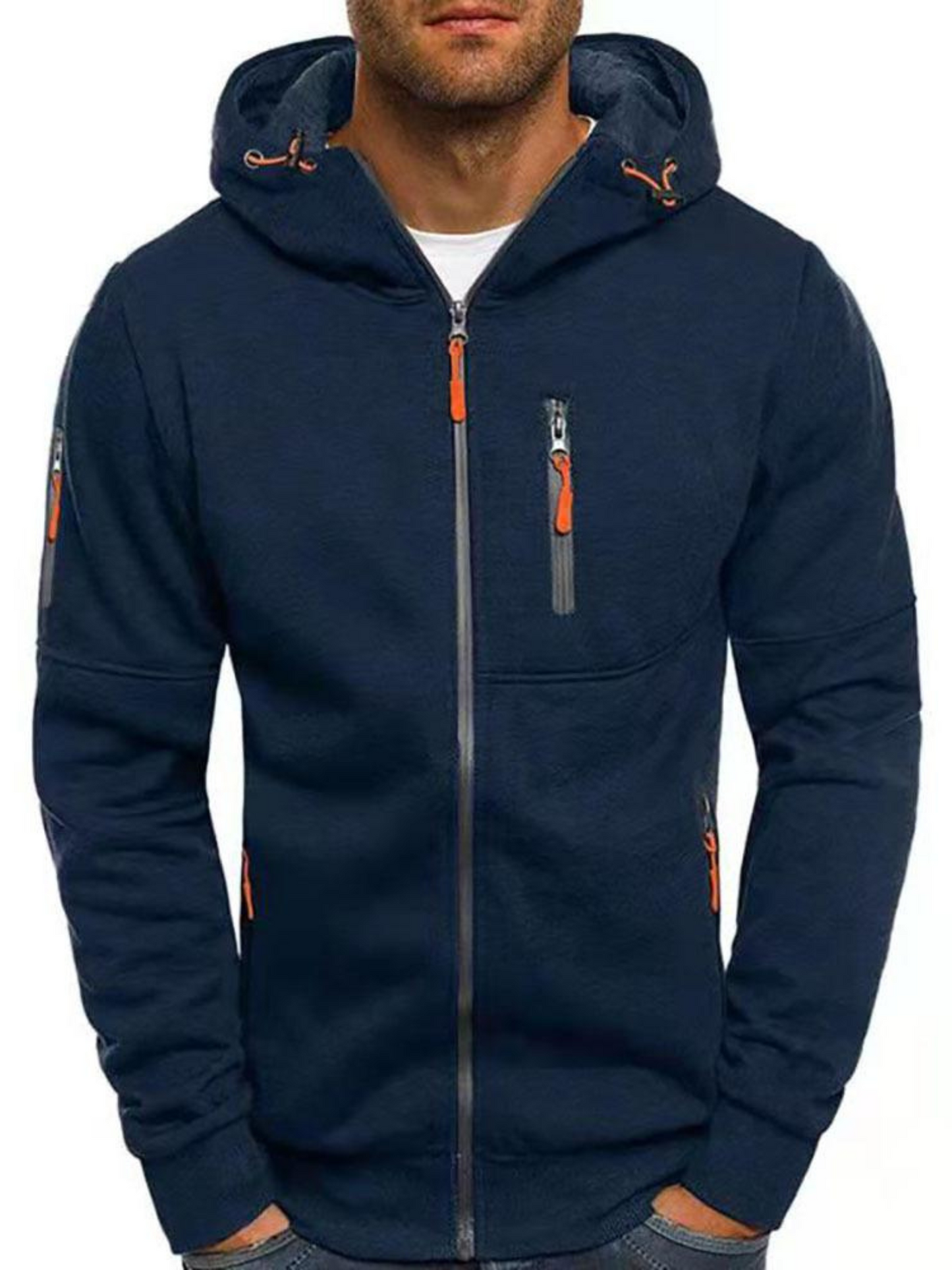 Sportjacke für Herren, Slim Fit mit Kapuze | Leicht