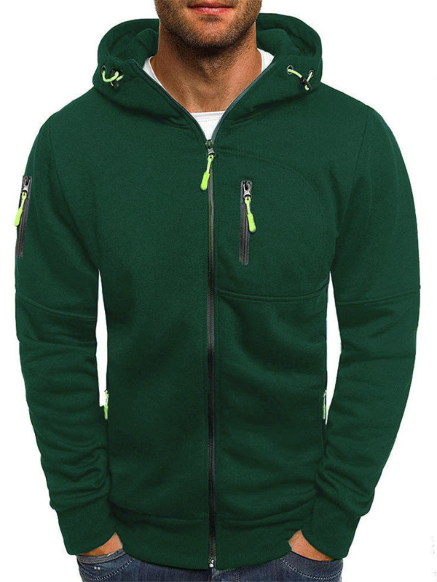 Sportjacke für Herren, Slim Fit mit Kapuze | Leicht